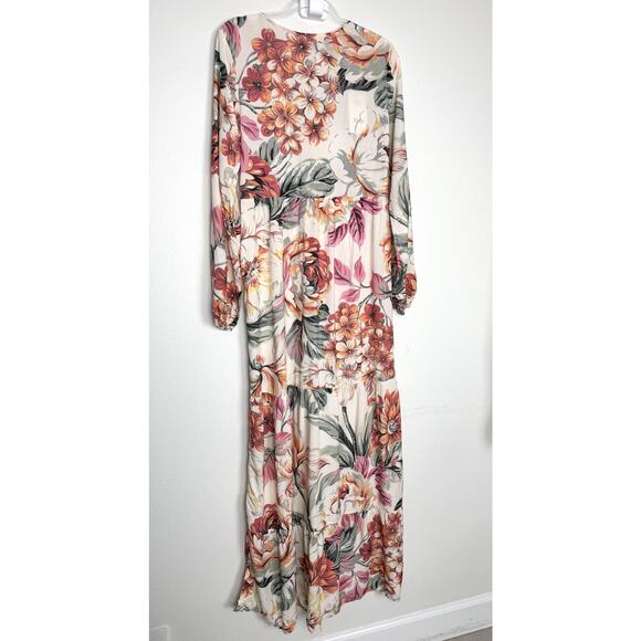 Maaji Luna Maxi Dress Womens Medium Anthropologie Floral Button Front Kimono - Picture 5 of 15